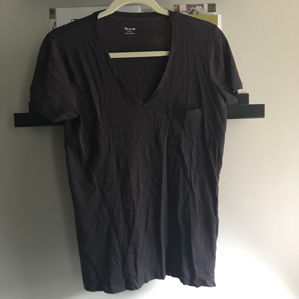 Madewell Plum Purple V-Neck Short Sleeve Tee